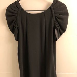 Black Puffed Sleeved Mini Dress